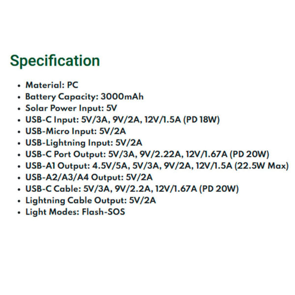 پاور بانک خورشیدی گرین‌لاین GLPX49 - Image 5